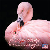 Flamingo Wall Calendar 2027 - 12" x 12" Monthly Vibrant Pink Flamingo Tropical Wading Bird Calendar