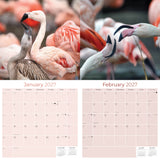 Flamingo Wall Calendar 2027 - 12" x 12" Monthly Vibrant Pink Flamingo Tropical Wading Bird Calendar