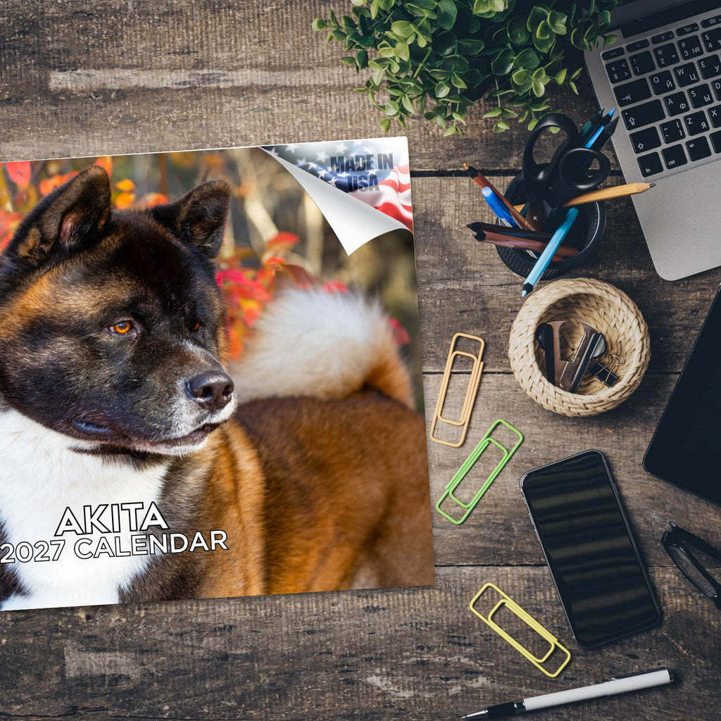 Akita Wall Calendar 2027 - 12" x 9" 14-Month Dog Breed Calendar