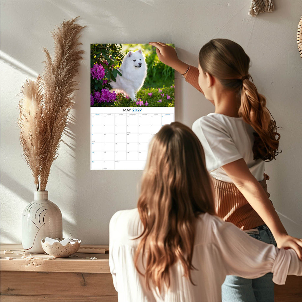 American Eskimo Wall Calendar 2027 - 12" x 9" 14-Month Dog Breed Calendar
