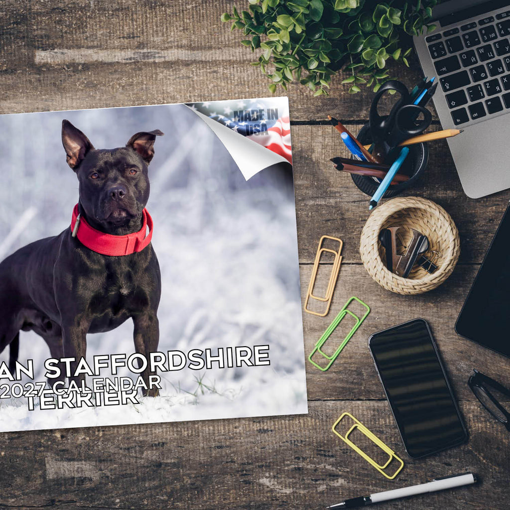 American Staffordshire Terrier Wall Calendar 2027 - 12" x 9" 14-Month Dog Breed Calendar