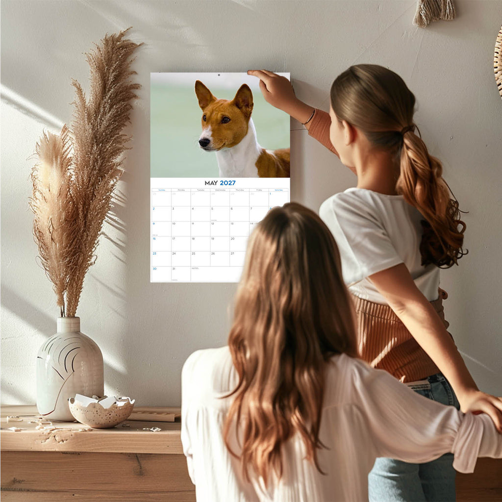 Basenji Wall Calendar 2027 - 12" x 9" 14-Month Dog Breed Calendar
