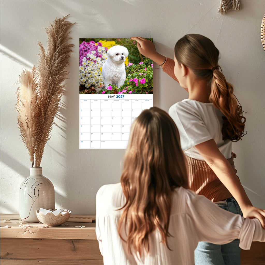 Bichon Frise Wall Calendar 2027 - 12" x 9" 14-Month Dog Breed Calendar