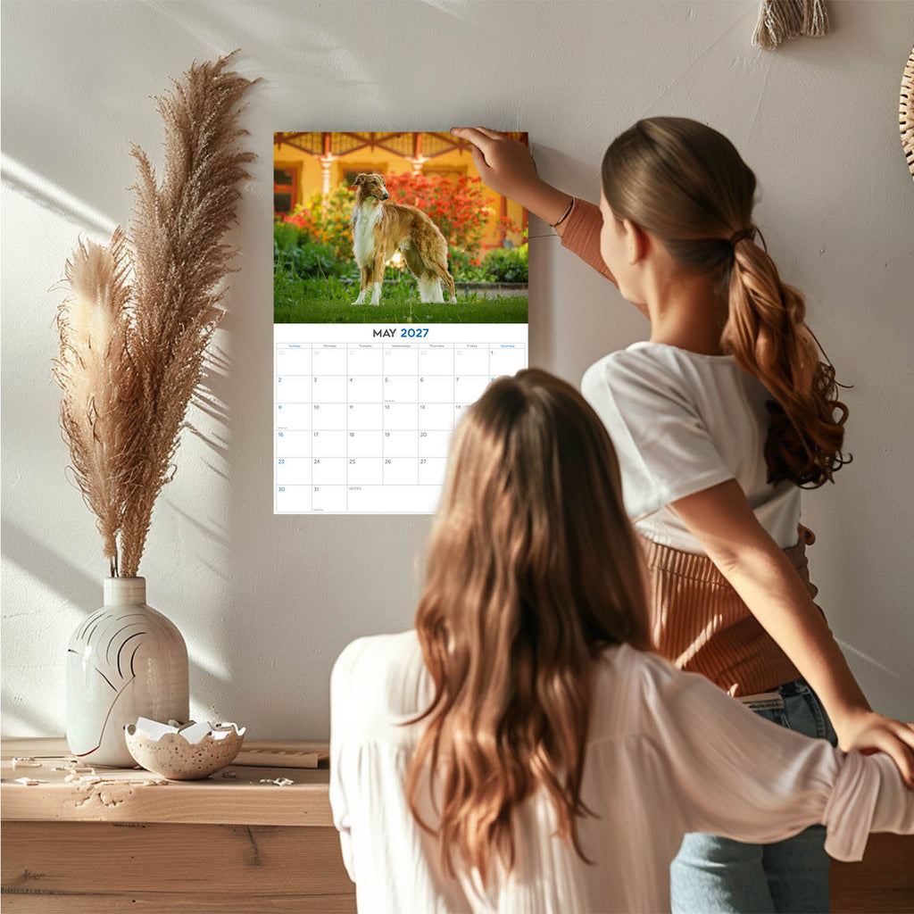 Borzoi Wall Calendar 2027 - 12" x 9" 14-Month Dog Breed Calendar