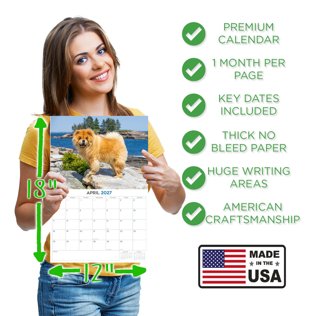 Chow Chow Wall Calendar 2027 - 12" x 9" 14-Month Dog Breed Calendar