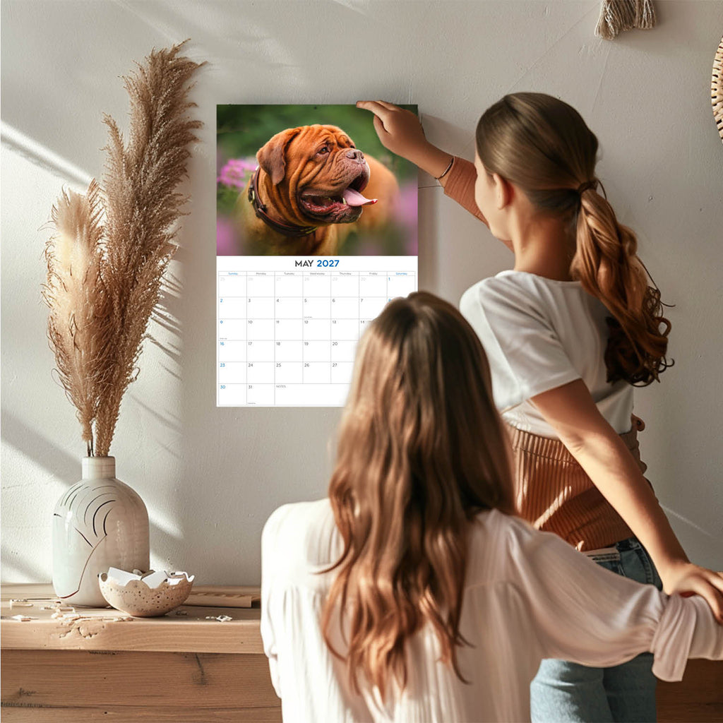 Dogue De Bordeaux Wall Calendar 2027 - 12" x 9" 14-Month Dog Breed Calendar
