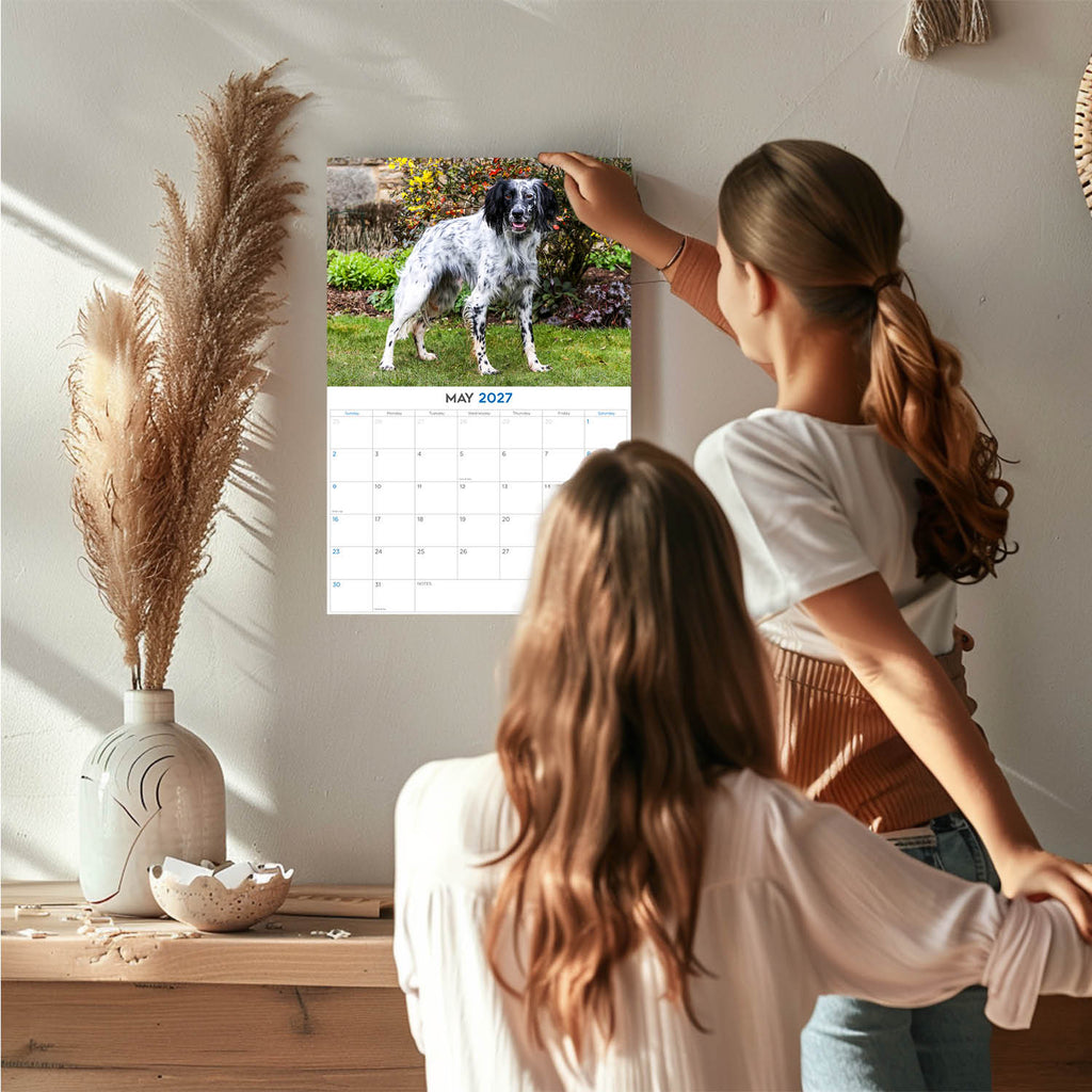 English Setter Wall Calendar 2027 - 12" x 9" 14-Month Dog Breed Calendar