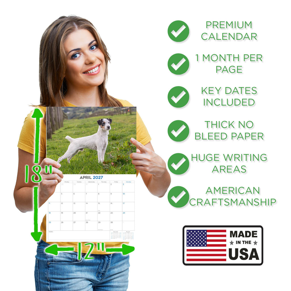Jack Russell Terrier Wall Calendar 2027 - 12" x 9" 14-Month Dog Breed Calendar