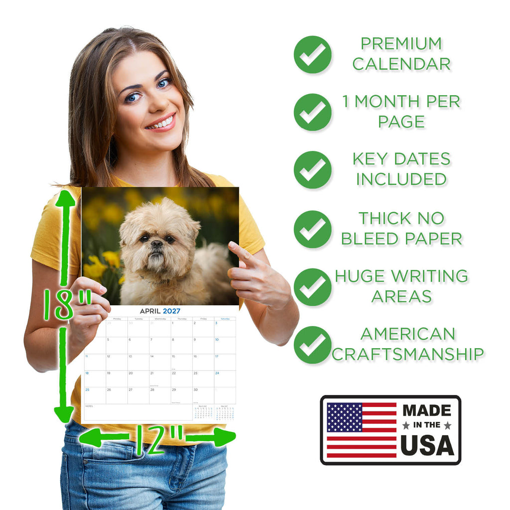 Lhasa Apso Wall Calendar 2027 - 12" x 9" 14-Month Dog Breed Calendar