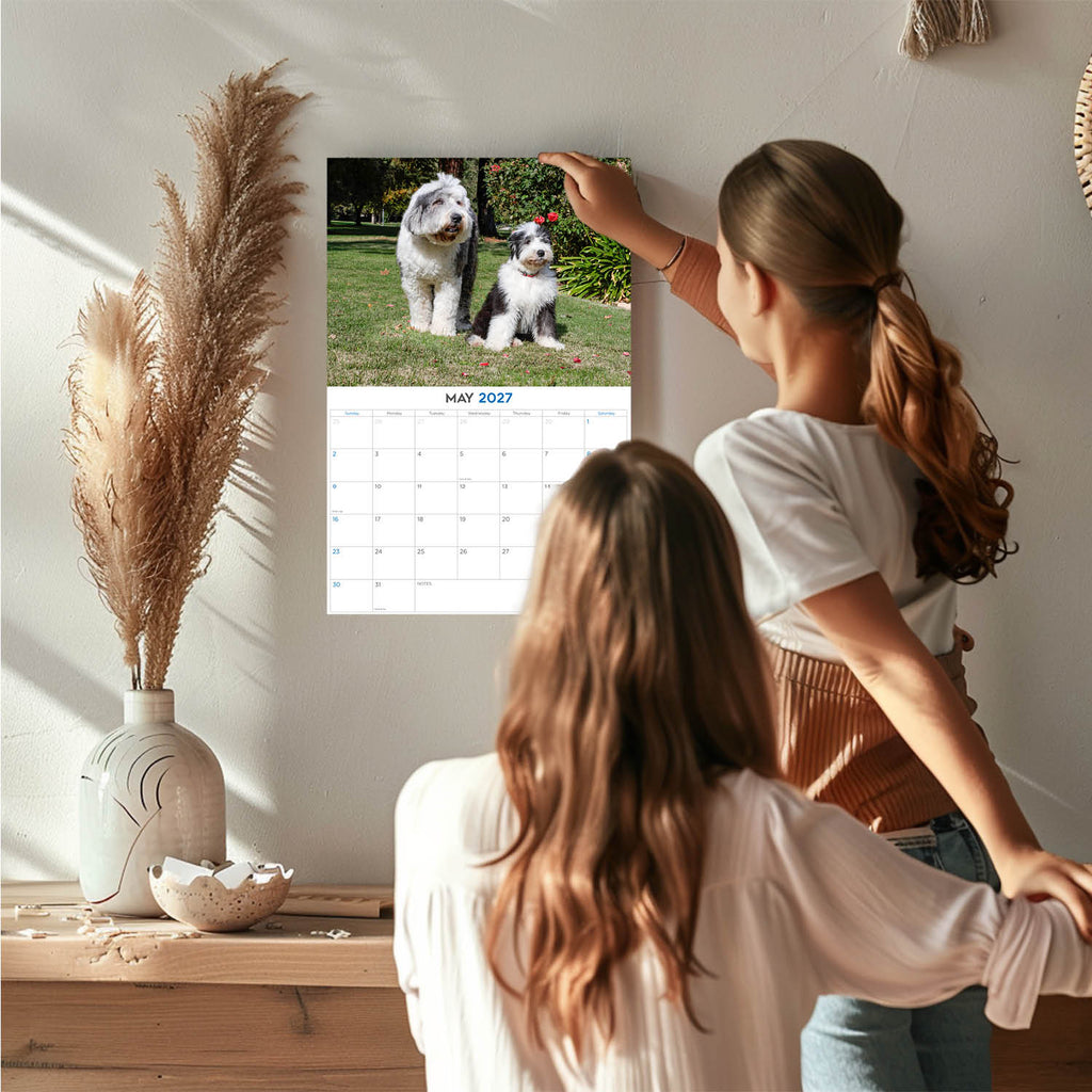 Old English Sheepdog Wall Calendar 2027 - 12" x 9" 14-Month Dog Breed Calendar