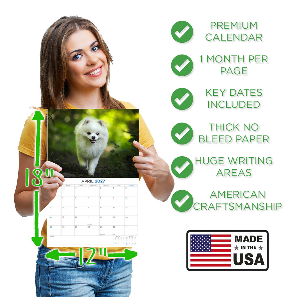 Pomeranian Wall Calendar 2027 - 12" x 9" 14-Month Dog Breed Calendar