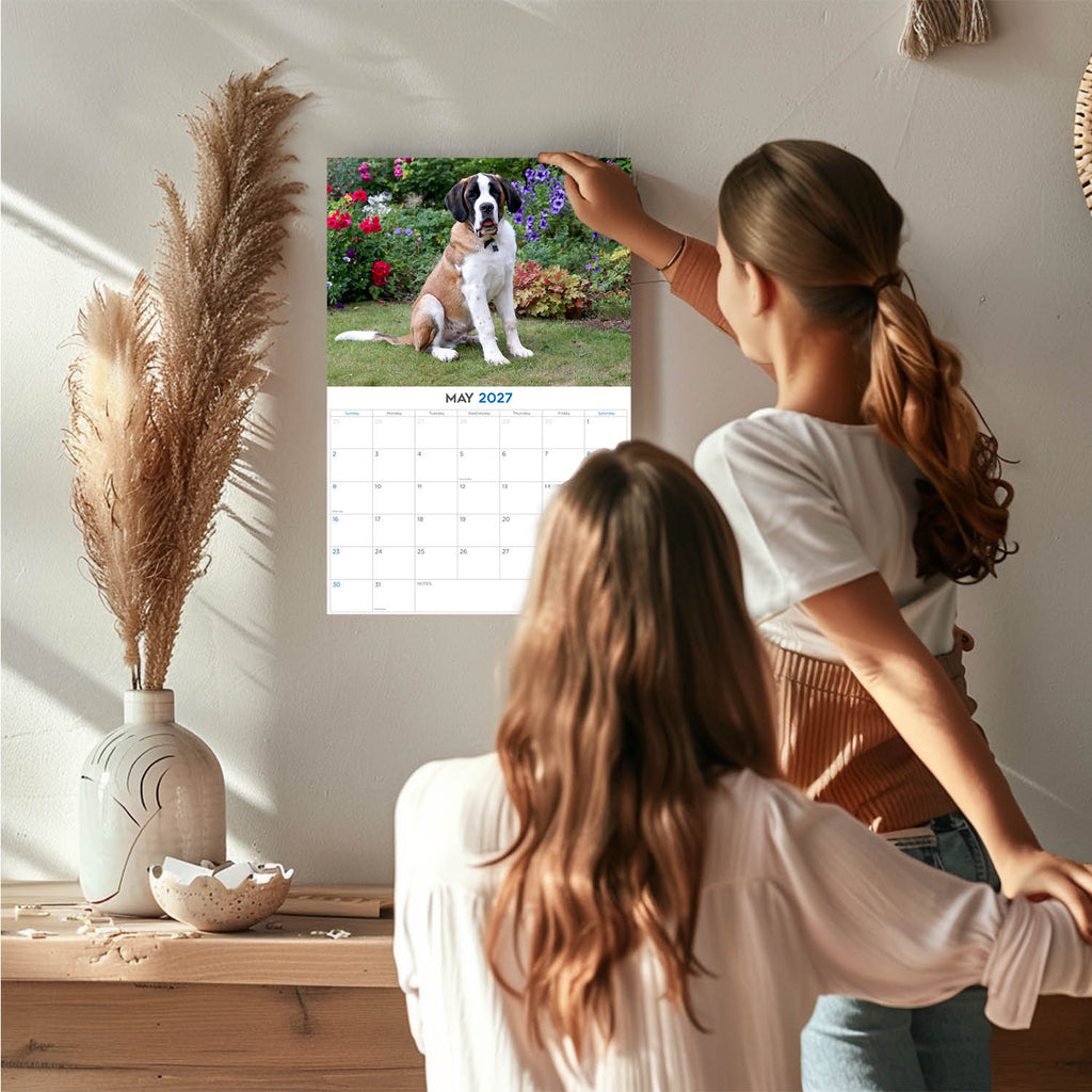 Saint Bernard Wall Calendar 2027 - 12" x 9" 14-Month Dog Breed Calendar