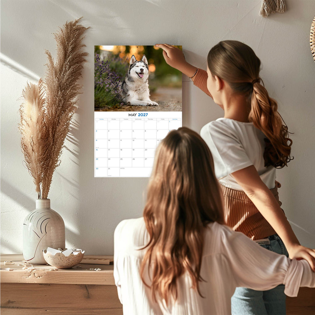 Siberian Husky Wall Calendar 2027 - 12" x 9" 14-Month Dog Breed Calendar