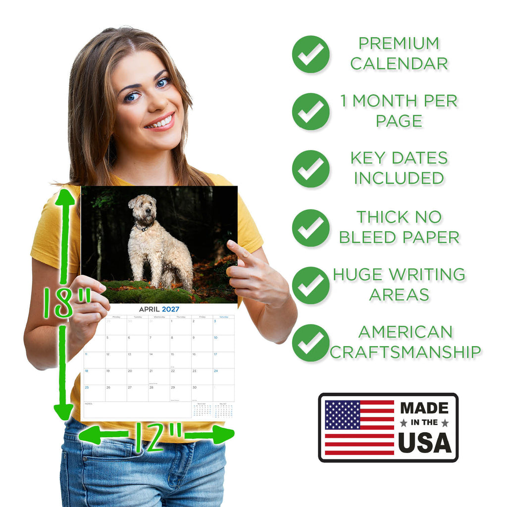 Soft Coated Wheaten Terrier Wall Calendar 2027 - 12" x 9" 14-Month Dog Breed