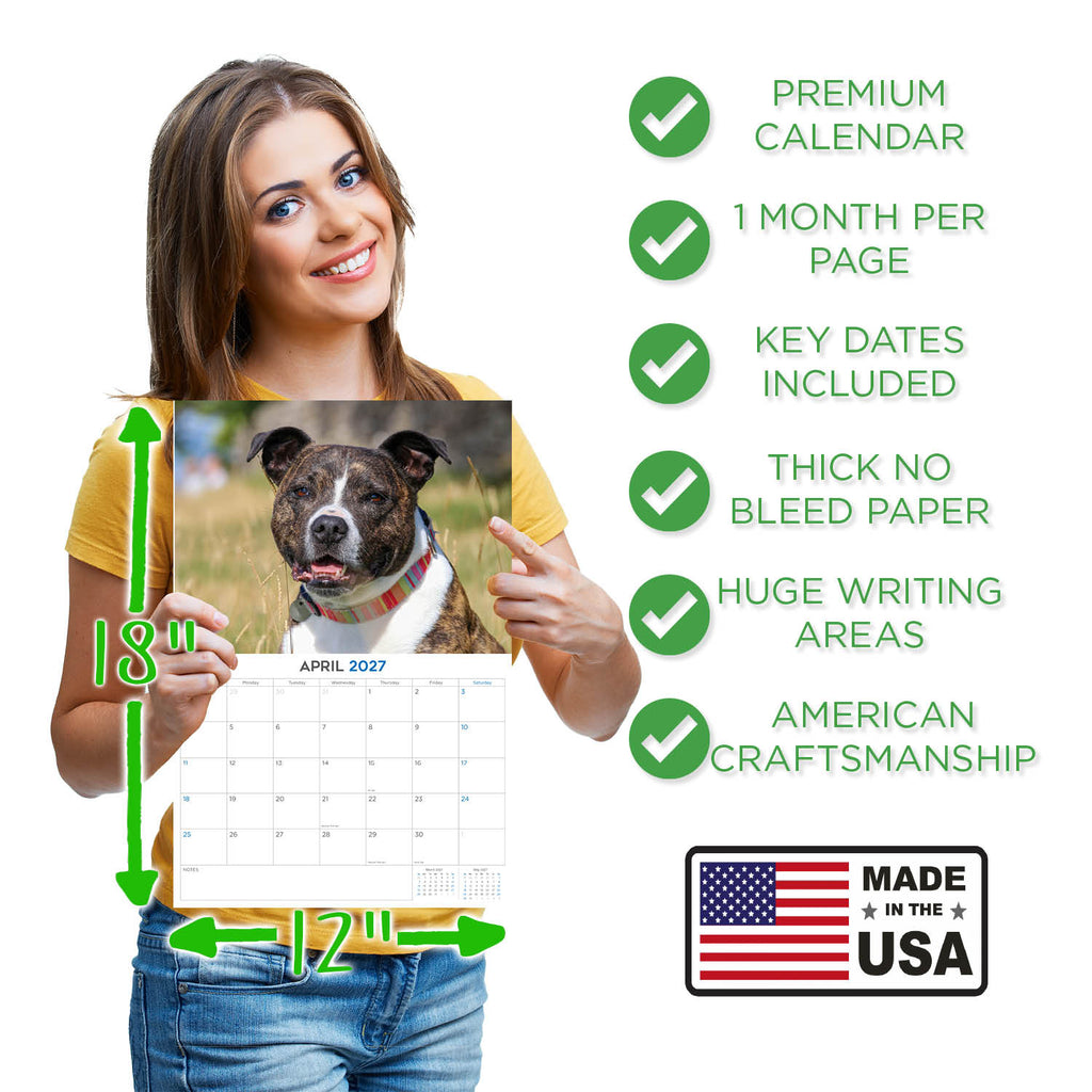 Staffordshire Bull Terrier Wall Calendar 2027 - 12" x 9" 14-Month Dog Breed Calendar