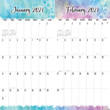 Watercolors Large Grid Wall Calendar 2027 - 12" x 12" Monthly Artistic Floral Watercolor Calendar