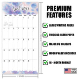 Watercolors Large Grid Wall Calendar 2027 - 12" x 12" Monthly Artistic Floral Watercolor Calendar