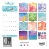 Watercolors Large Grid Wall Calendar 2027 - 12" x 12" Monthly Artistic Floral Watercolor Calendar