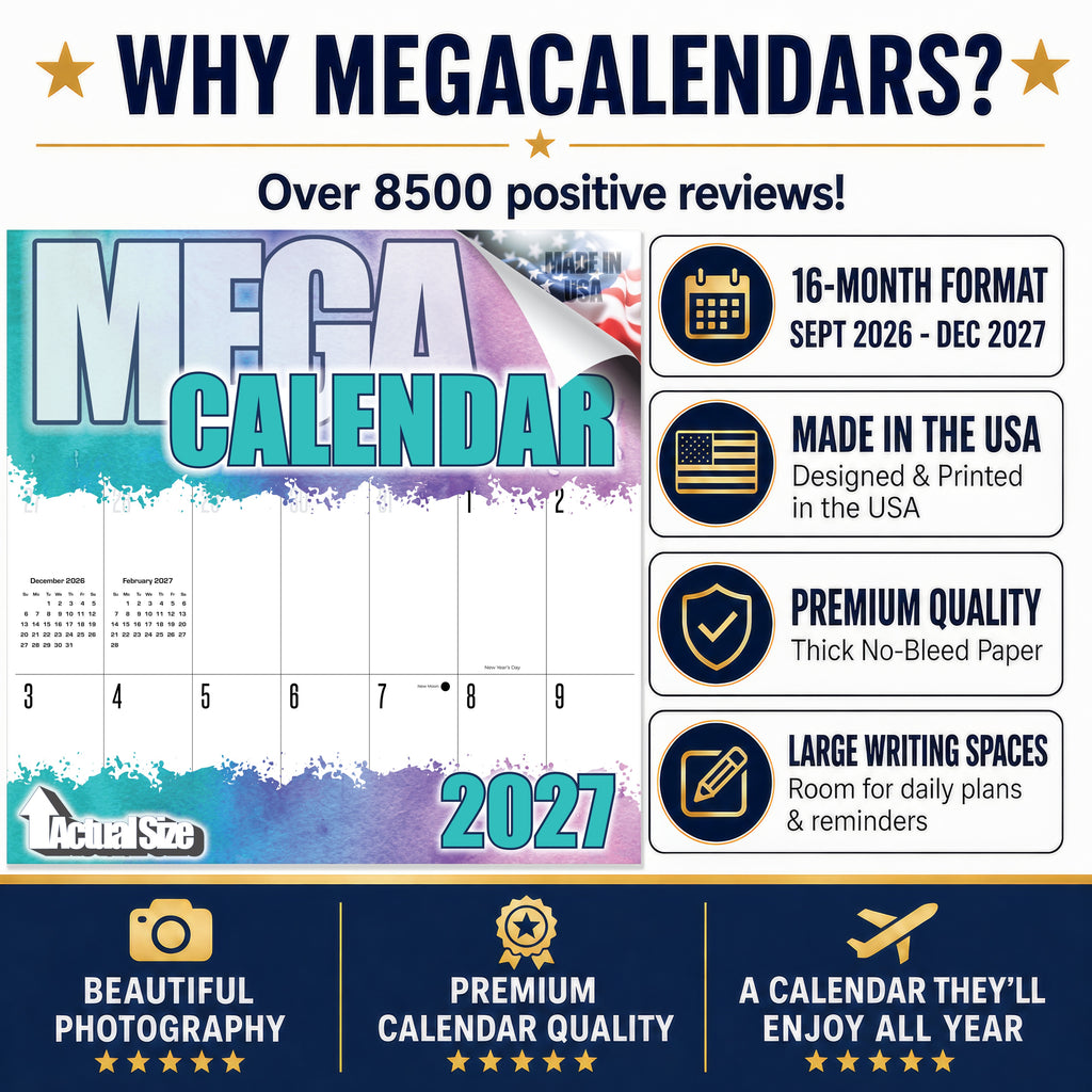 Watercolors Large Grid Wall Calendar 2027 - 12" x 12" Monthly Artistic Floral Watercolor Calendar