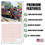 Steam Trains Wall Calendar 2027 - 12" x 12" Monthly Locomotive History Calendar