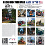 Steam Trains Wall Calendar 2027 - 12" x 12" Monthly Locomotive History Calendar