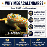 Lizards Wall Calendar 2027 - 12" x 12" Monthly Exotic Reptiles & Colorful Scaled Terrarium Nature Calendar