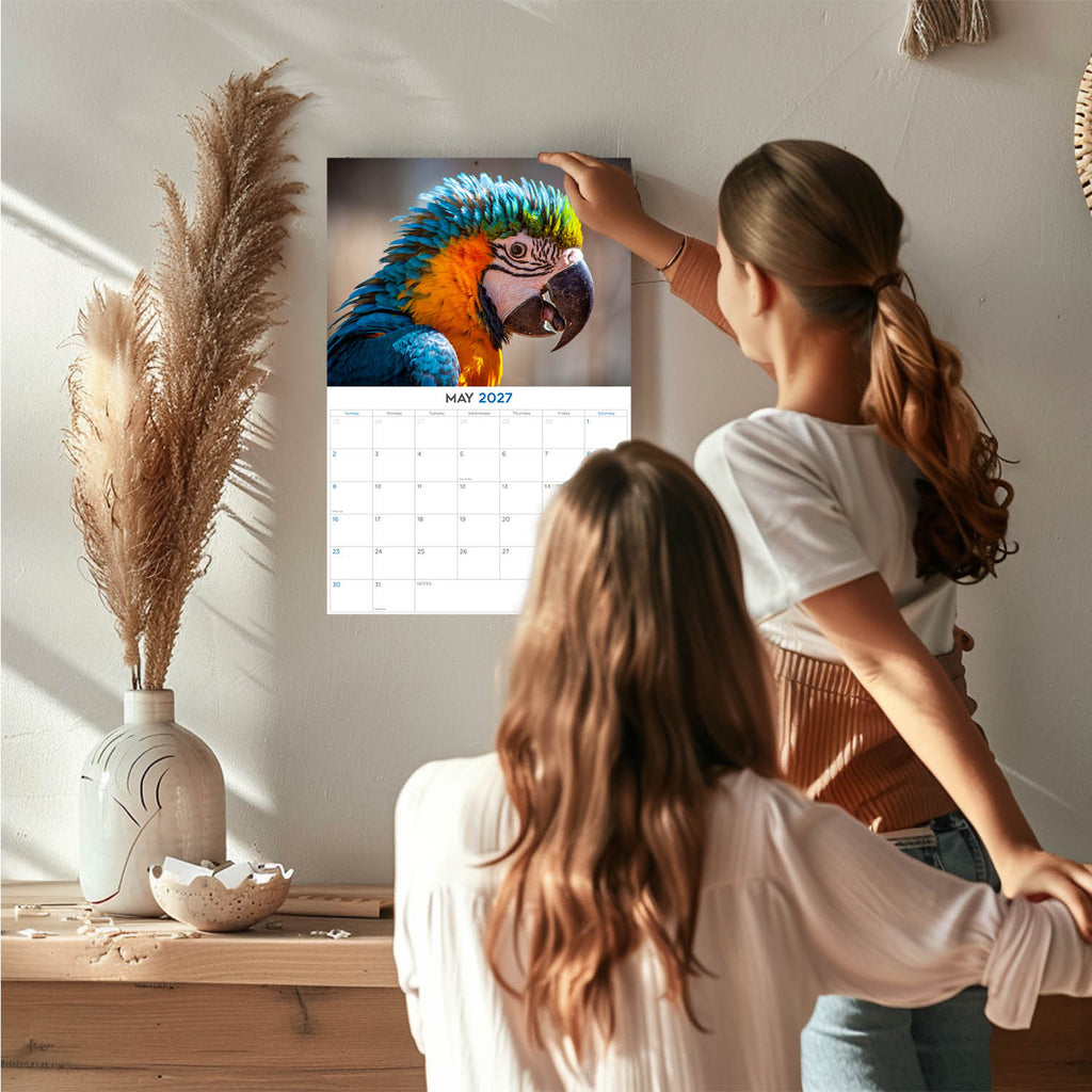 Macaws Wall Calendar 2027 - 12" x 9" 14-Month Tropical Bird Calendar