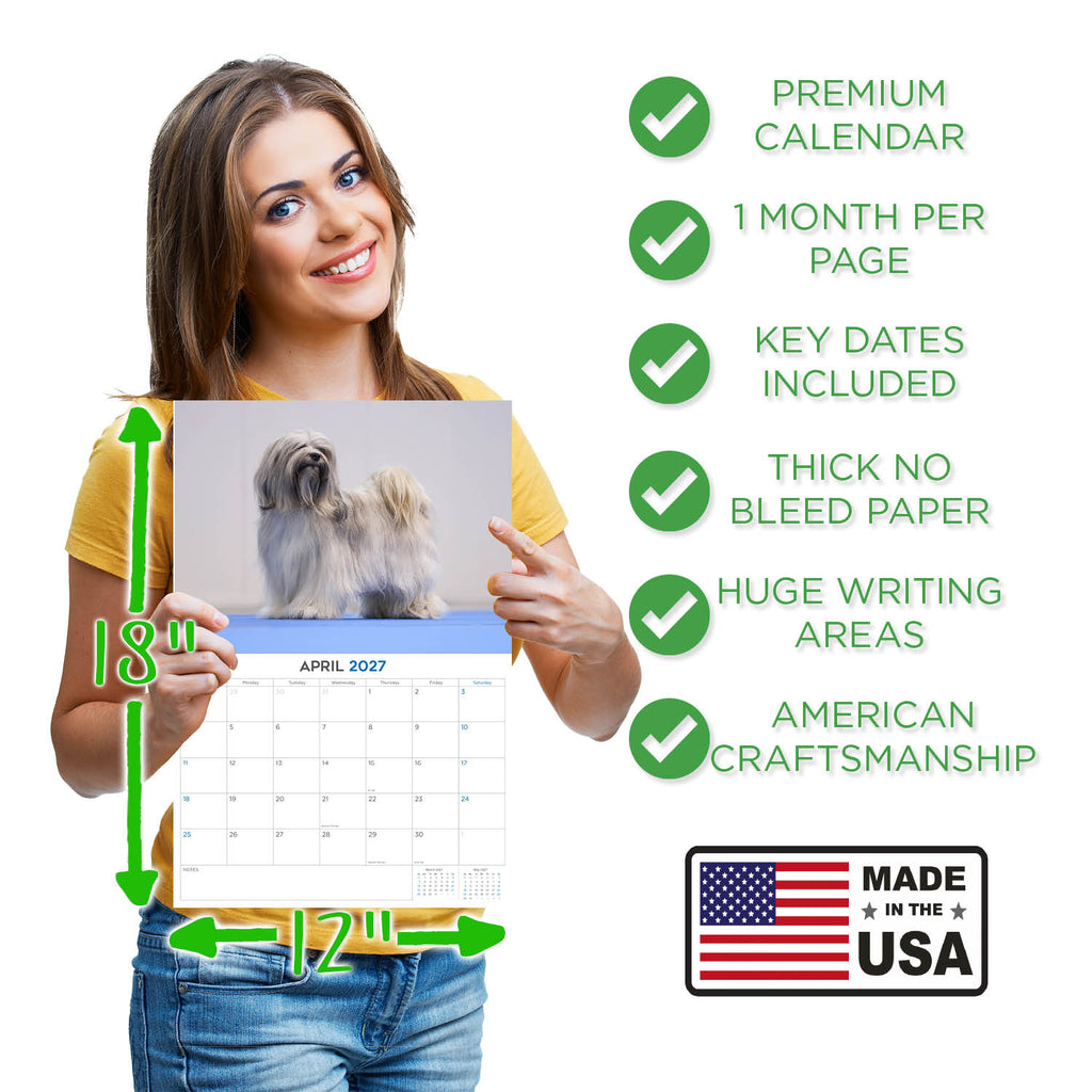 Tibetan Terrier Wall Calendar 2027 - 12" x 9" 14-Month Dog Breed Calendar