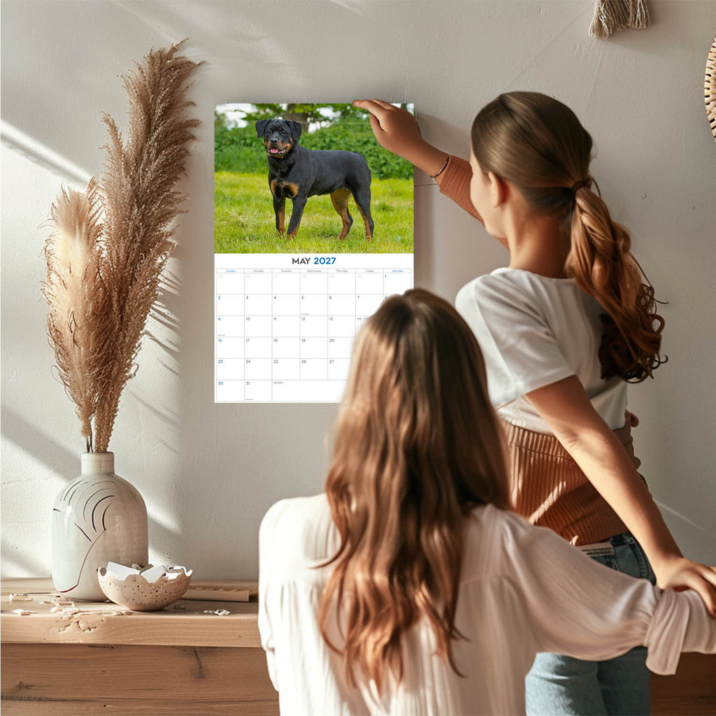 Rottweiler Puppy Wall Calendar 2027 - 12" x 9" 14-Month Dog Breed Calendar