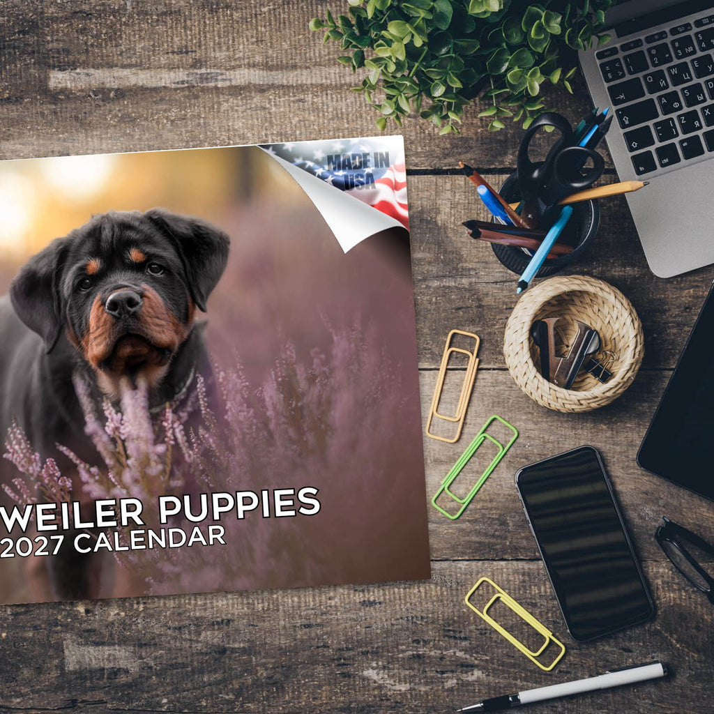 Rottweiler Puppy Wall Calendar 2027 - 12" x 9" 14-Month Dog Breed Calendar