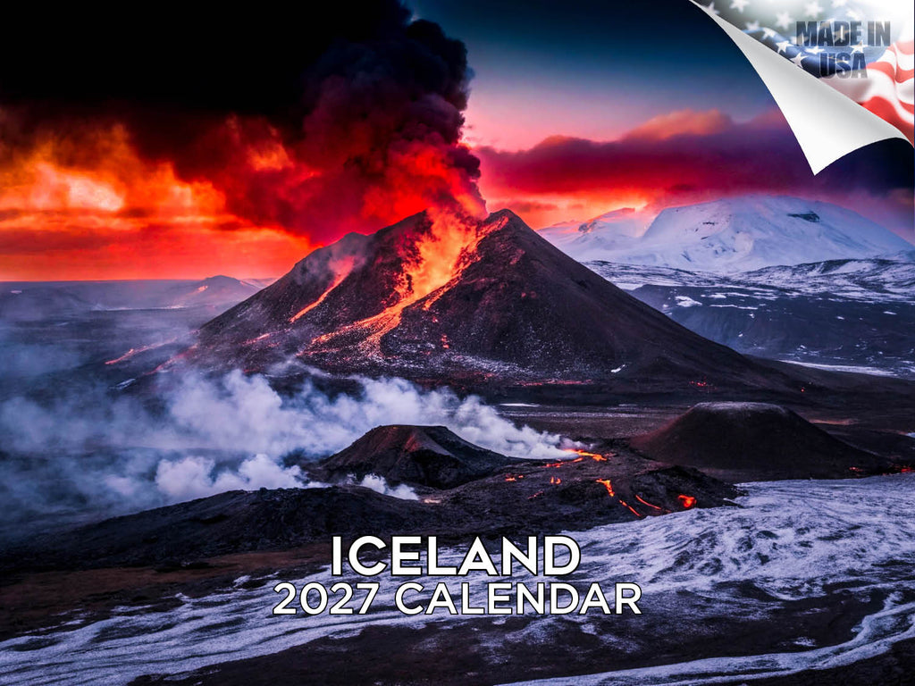 Iceland Wall Calendar 2027 - 12" x 9" 14-Month Scenic Landscape Calendar