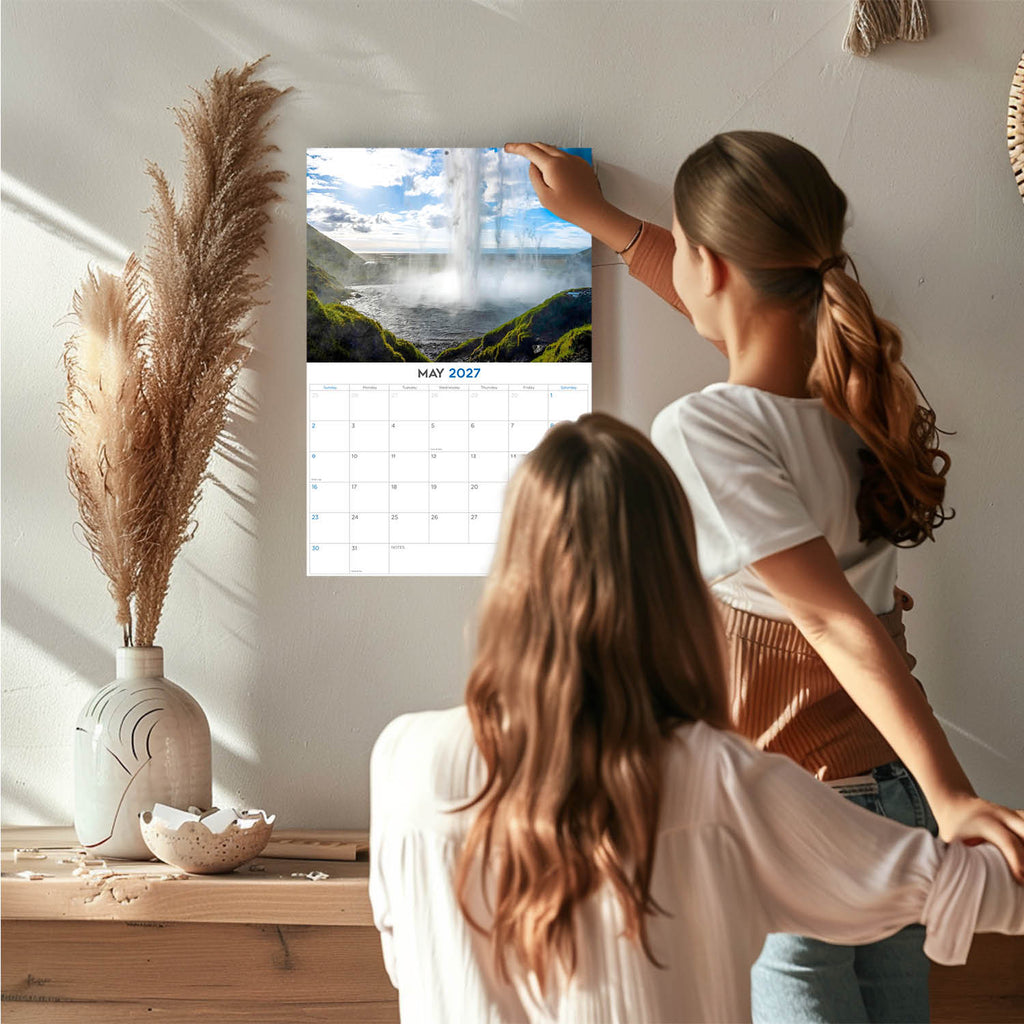 Iceland Wall Calendar 2027 - 12" x 9" 14-Month Scenic Landscape Calendar