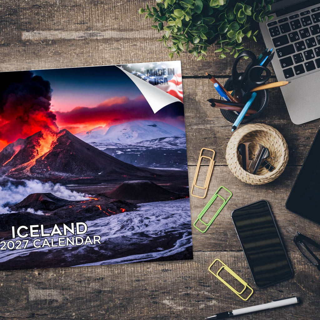 Iceland Wall Calendar 2027 - 12" x 9" 14-Month Scenic Landscape Calendar