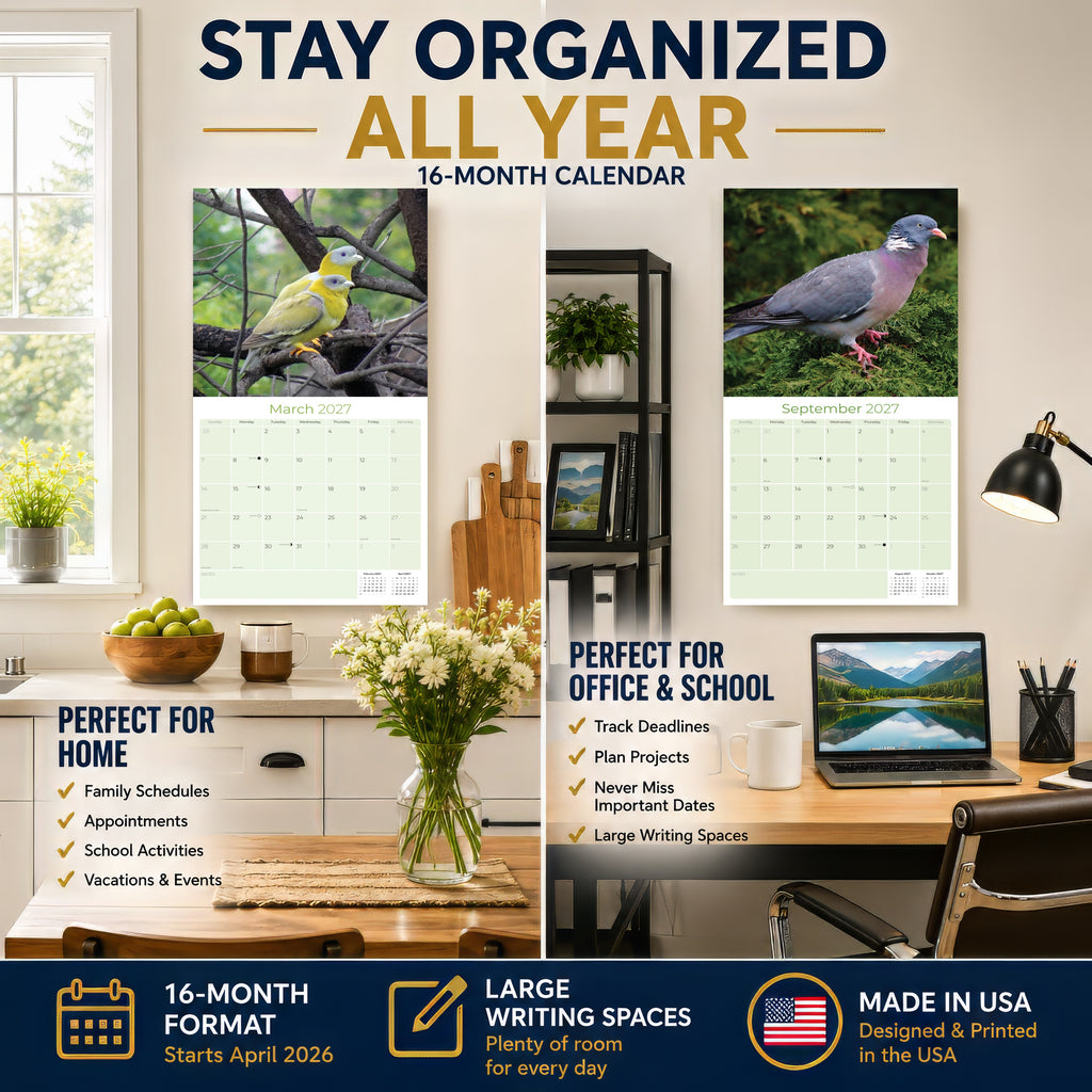 Pigeons Wall Calendar 2027