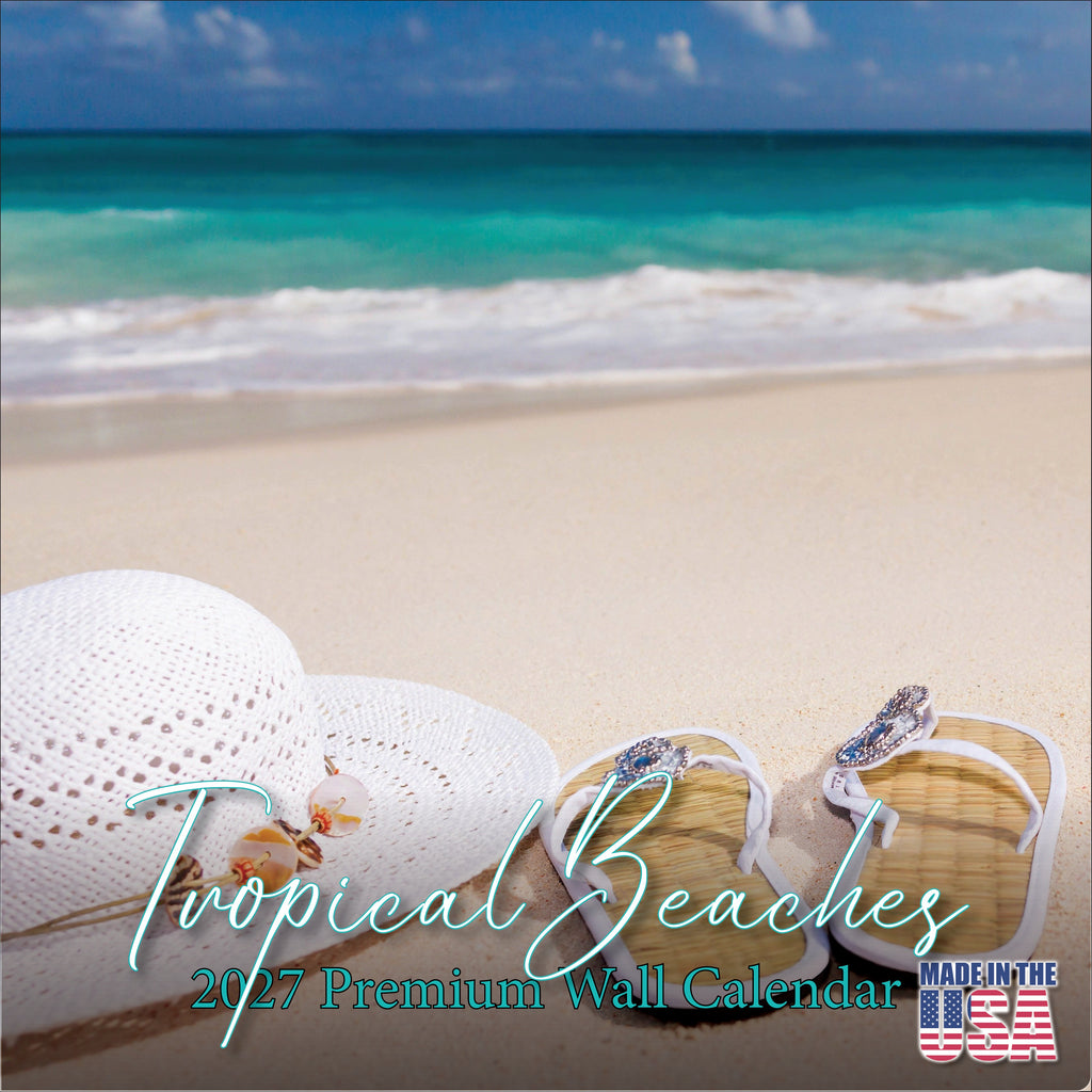 Amazing Beaches Wall Calendar 2027 - 12" x 12" Monthly Breathtaking Tropical Paradise Coastal Scenery Calendar