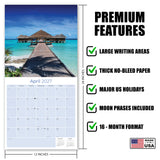 Amazing Beaches Wall Calendar 2027 - 12" x 12" Monthly Breathtaking Tropical Paradise Coastal Scenery Calendar