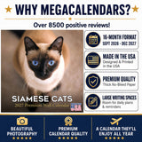 Siamese Cats Wall Calendar 2027 - 12" x 12" Monthly Intelligent & Sleek Blue-Eyed Feline Companion Calendar