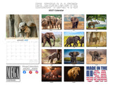 Elephants Wall Calendar 2027 - 12" x 9" 14-Month Wildlife Calendar