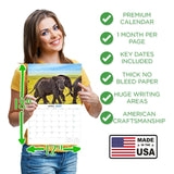 Elephants Wall Calendar 2027 - 12" x 9" 14-Month Wildlife Calendar