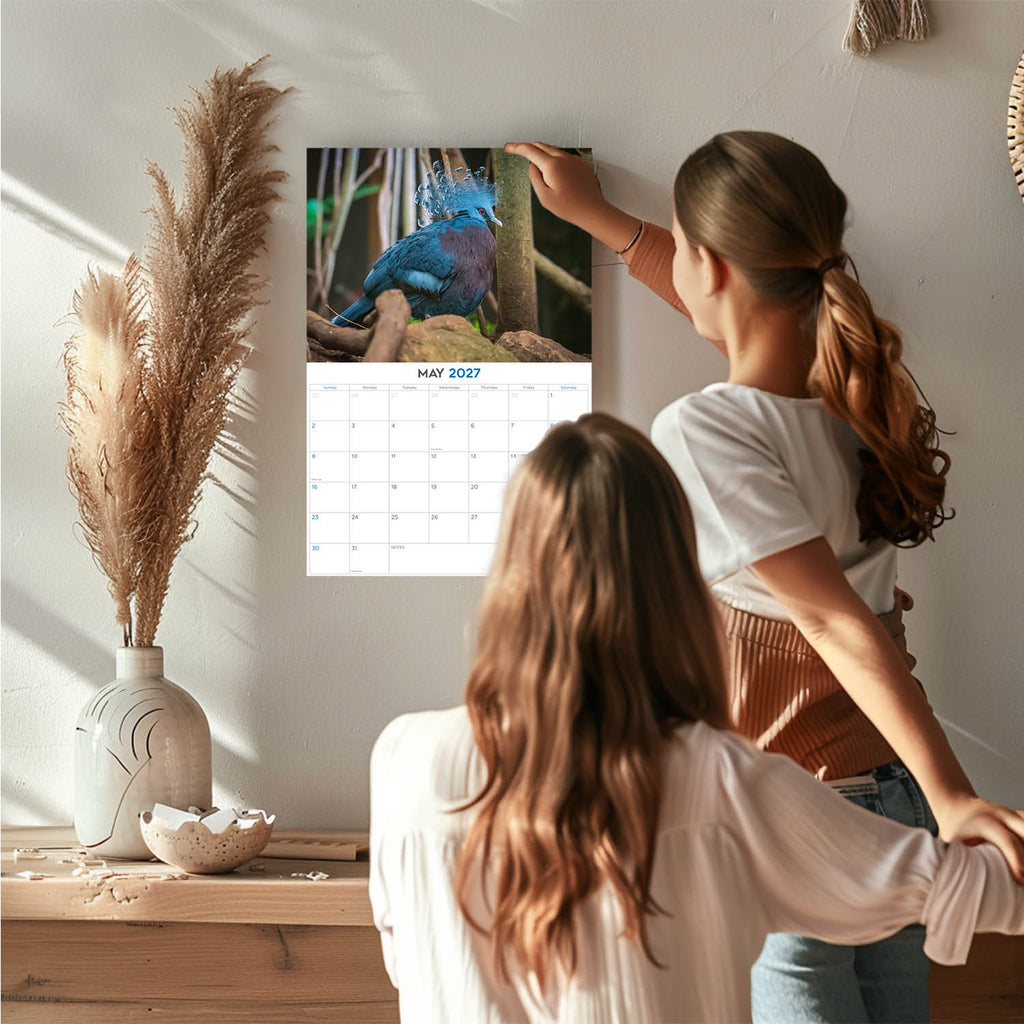 Pigeons Wall Calendar 2027 - 12" x 9" 14-Month Urban Bird Wildlife Calendar