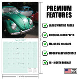 Vintage Bug Wall Calendar 2027 - 12" x 12" Monthly Classic Car Calendar