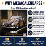 Vintage Bug Wall Calendar 2027 - 12" x 12" Monthly Classic Car Calendar