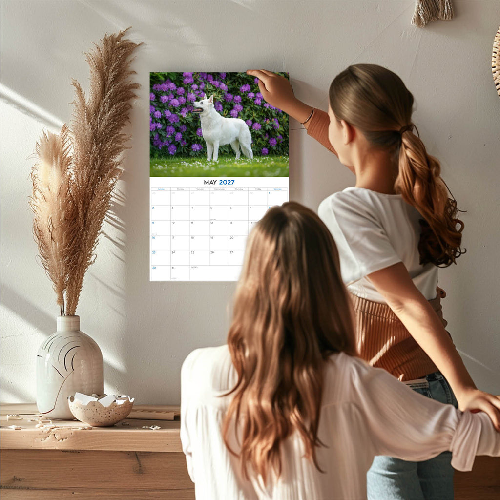 White Shepherd Wall Calendar 2027 - 12" x 9" 14-Month Dog Breed Calendar