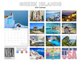 Greek Islands Wall Calendar 2027 - 12" x 9" 14-Month Scenic Travel Calendar