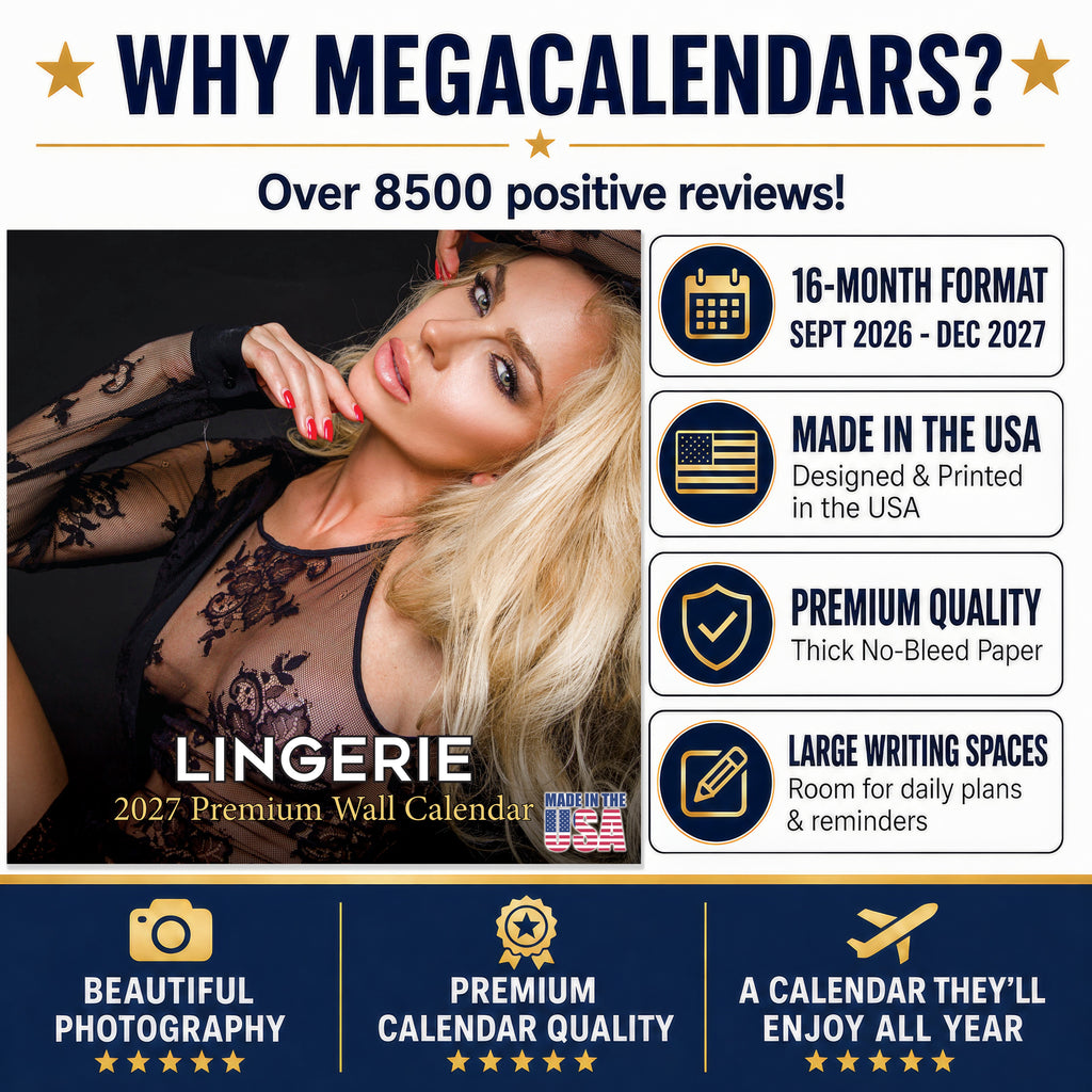 Lingerie Wall Calendar 2027 - 12" x 12" Monthly Elegant Boudoir Photography & Creative Glamour Art Calendar