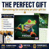 Frogs Wall Calendar 2027 - 12" x 12" Monthly Colorful Exotic Tree Frogs Amphibian Nature Calendar