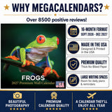 Frogs Wall Calendar 2027 - 12" x 12" Monthly Colorful Exotic Tree Frogs Amphibian Nature Calendar