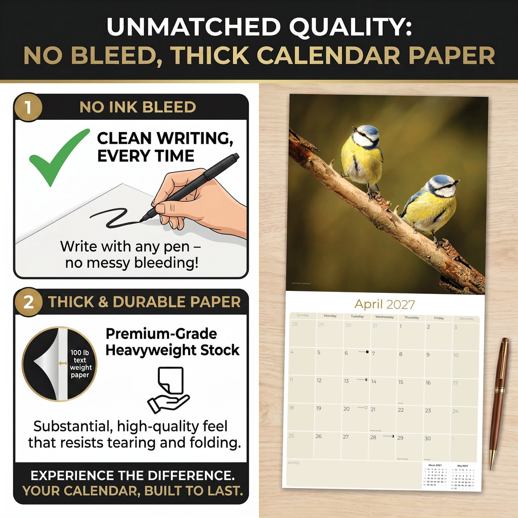 Garden Birds Wall Calendar 2027 - 12" x 12" Monthly Beautiful Songbirds & Colorful Backyard Wild Birds Calendar