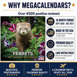 Ferrets Wall Calendar 2027 - 12" x 12" Monthly Playful & Mischievous Domestic Ferret Pet Calendar