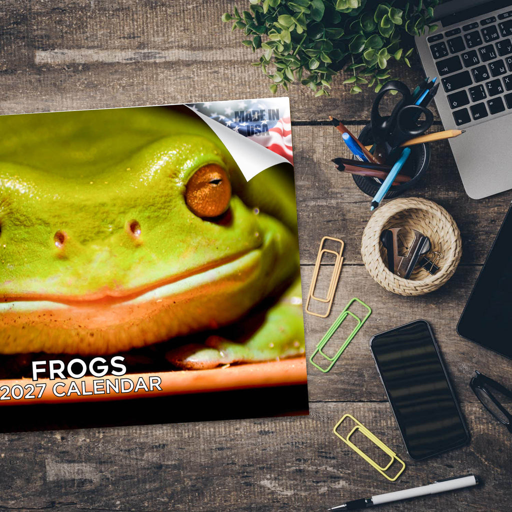 Frogs Wall Calendar 2027 - 12" x 9" 14-Month Amphibian Calendar